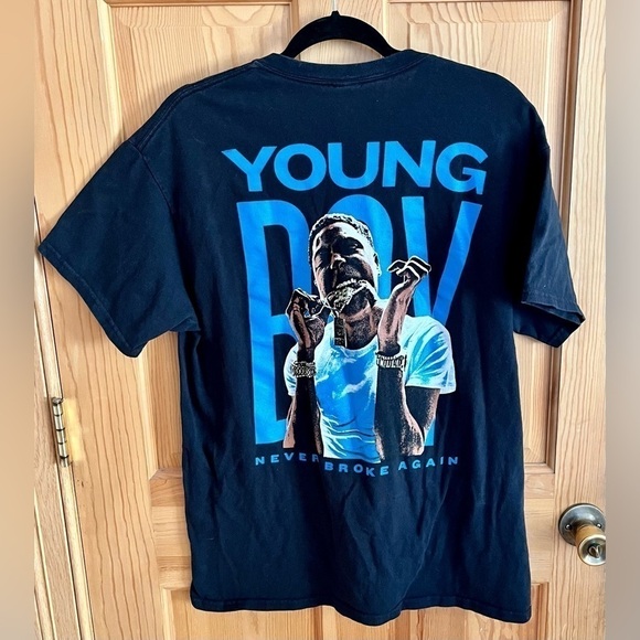 38 Baby Other - NBA Youngboy 38 Baby Chain Graphic T-Shirt Men’s L Black Blue Never Broke Again